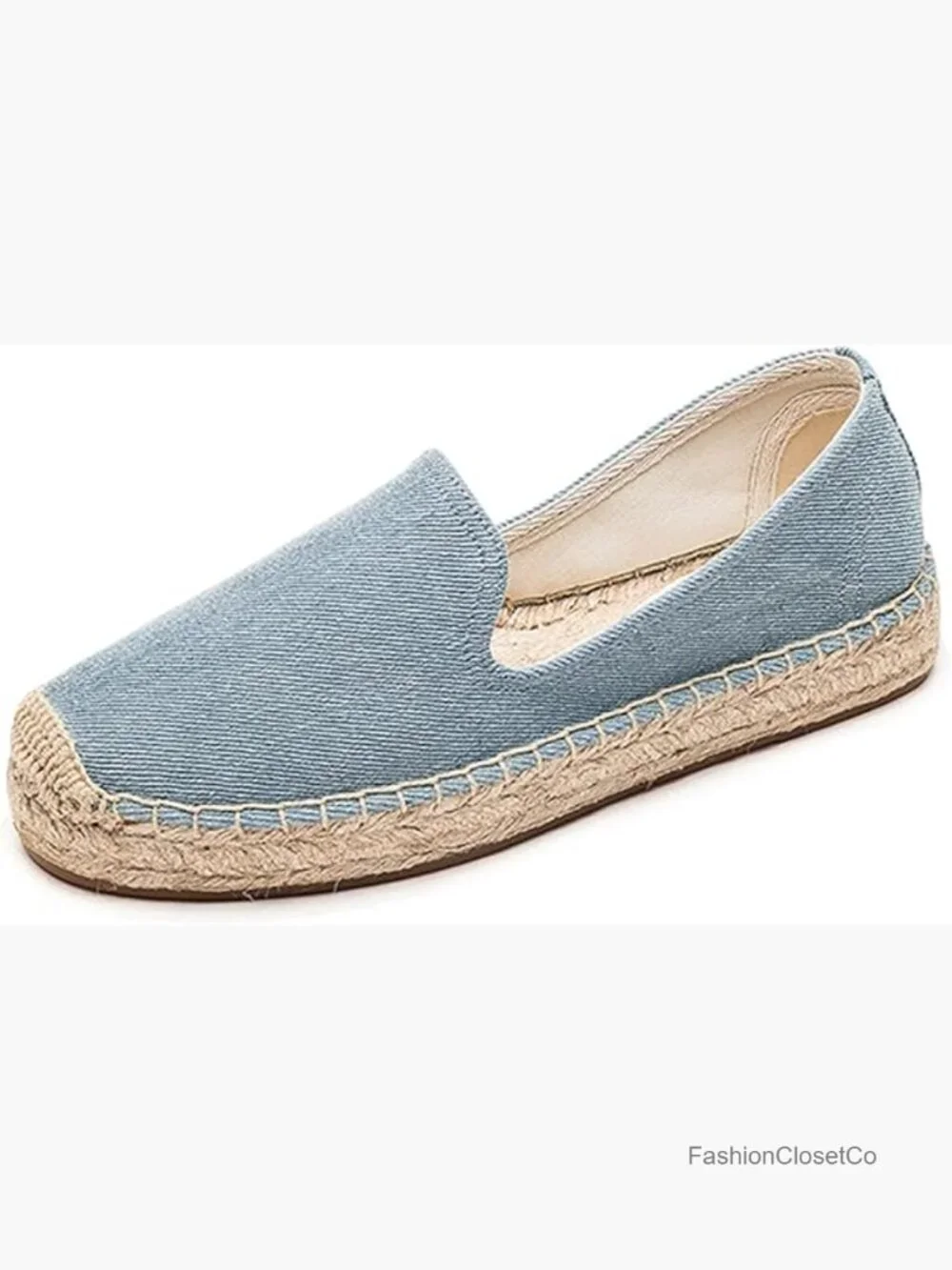 Canvas Espadrille Loafers Slip On Flat Shoes Casual Cap Toe Platform